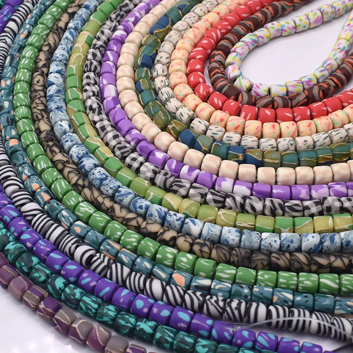 Authentic 6x6mm Barrel Shape Polymer Clay Beads Wheel Tube Loose Spacer Beads For Jewelry Making DIY Design Bracelet Finding