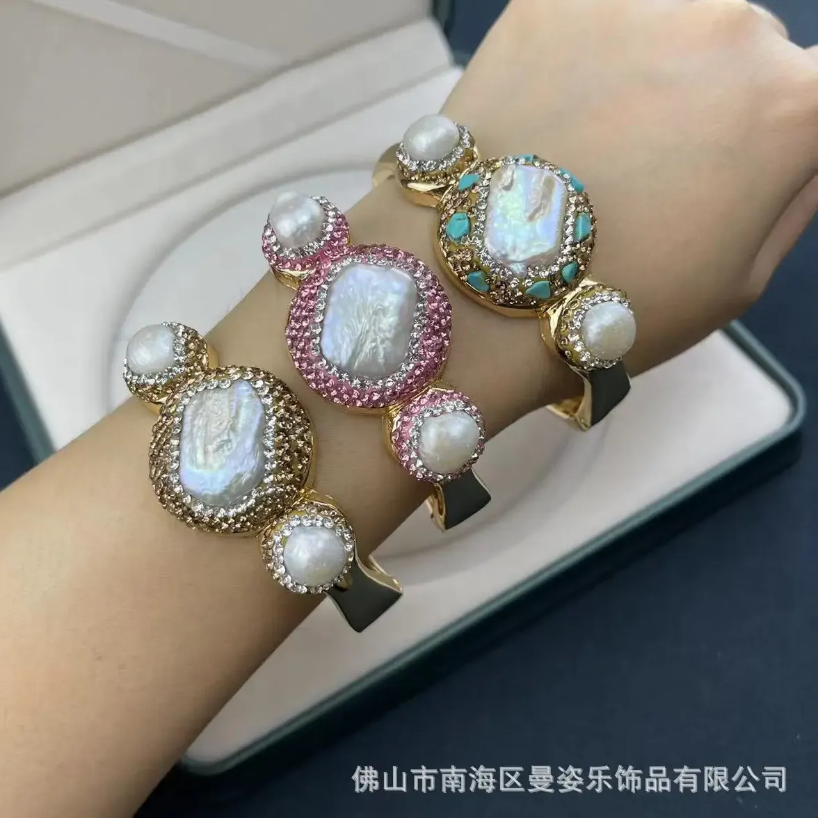 Authentic Ancient Baroque Pearl Amulet – Industrial Clay & Gold‑Plated Bracelet of French Heritage