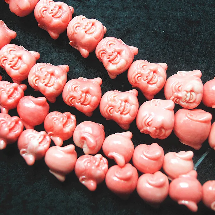 Authentic Smile of Enlightenment: 10 Radiant Pink Buddha Beads