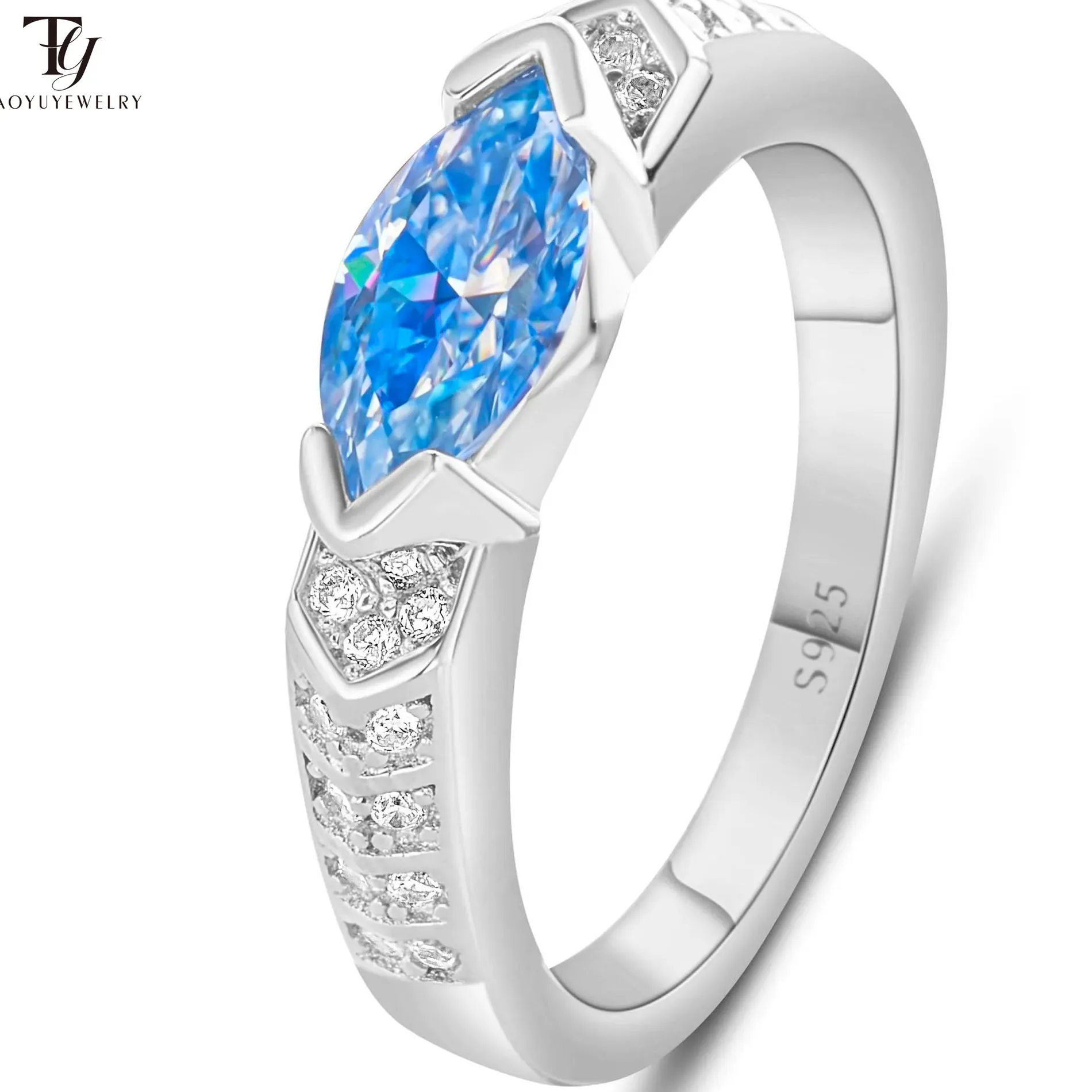 Authentic 1ct Marquise Shaped Moissanite Ring For Charm Lady  S925 Sterling Silver 18k White Gold Plated Wedding Band Promise Diamond Ring