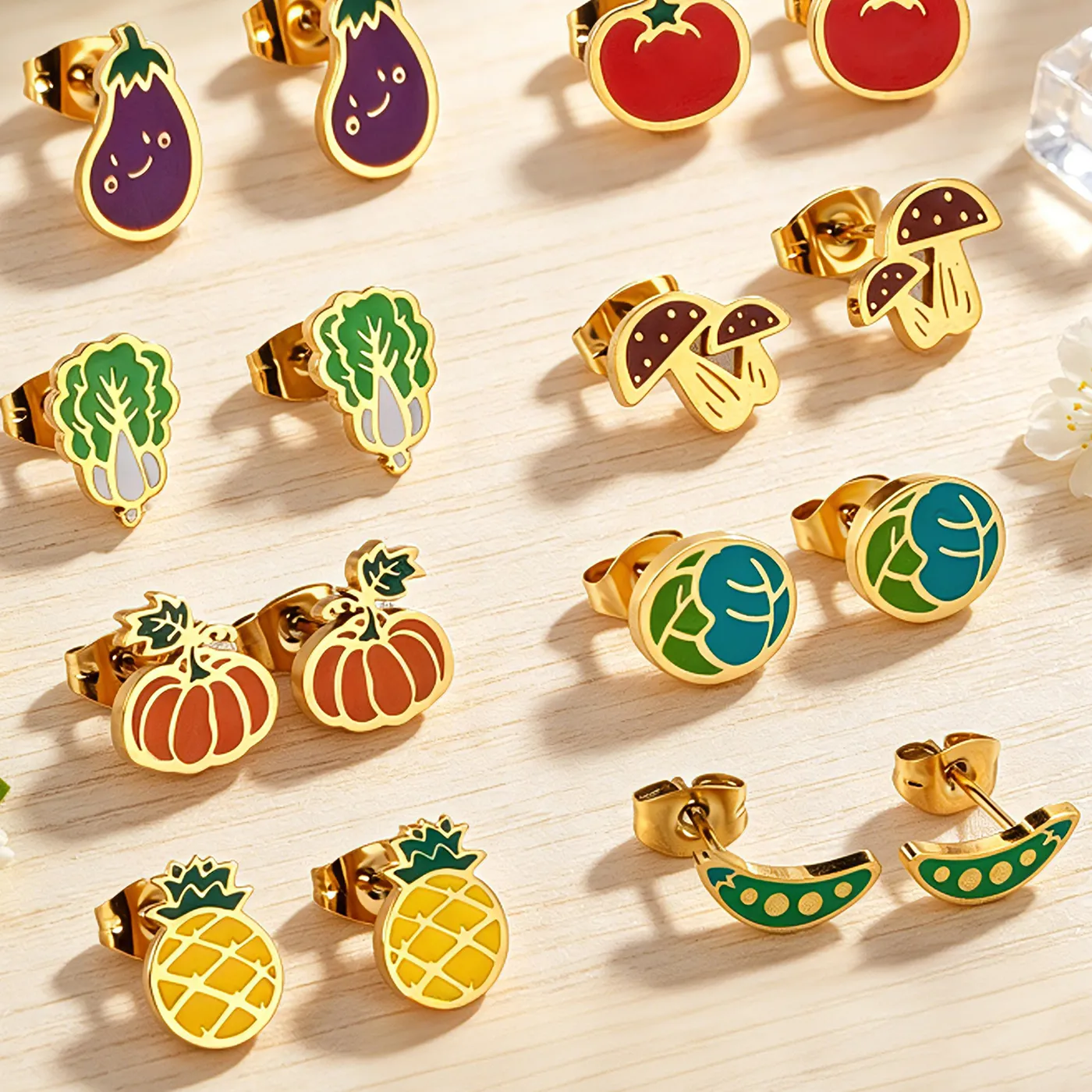Authentic Harvest Sanctuary Gold- Plated Enamel Talisman Earrings