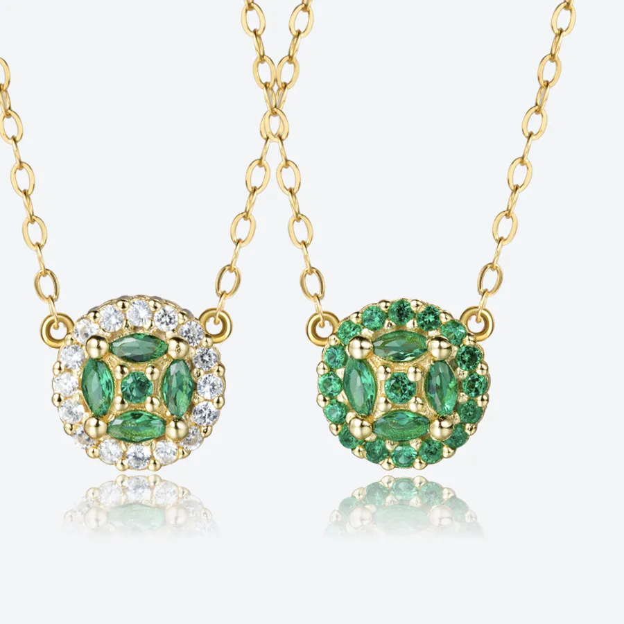 Authentic ANDYWEN New 925 Sterling Silver Gold Green Sun Pendant Long Chain Women Luxury CZ Zircon Jewelry 2022 Winter Spring Fine Jewels