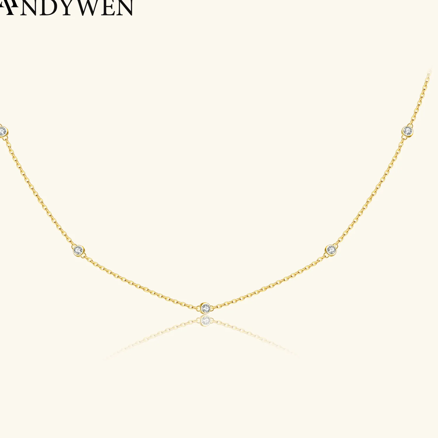 Authentic ANDYWEN 925 Sterling Silver Gold Round CZ Zircon Charm Choker Necklace Women Luxury Jewelry 2022 Wedding Classic Jewelry