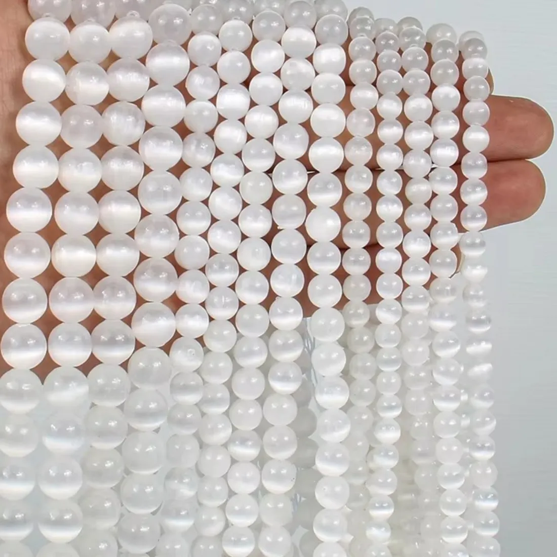 Authentic Luminous Selenite Moonlit Sphere Beads For Sacred Crafting