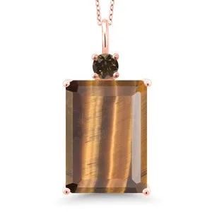 Authentic Twin Flame Amulet Rose Gold Plated Tiger Eye & Smoky Quartz