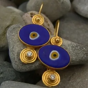 Authentic Earrings Of The Watchful Gaze Gold Plated Devil Eye Talismans