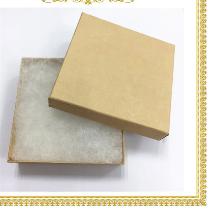 Authentic #33 Kraft Cotton Filled 50pcs Paper Box For Jewelry Packaging Bracelet Necklace Boxes3 1/2x3 1/2x15/16（8.89X8.89X2.38CM)
