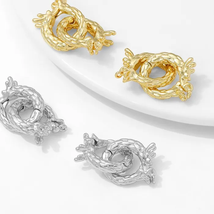 Authentic 14K Gold Plated Dragon Shaped Connector Clasps,Fastener Lock Closured Clasps,For DIY Jewelry Making Accessories