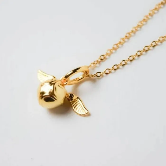 Authentic Golden Angel Wing Beads Charm Pendant Necklace Creative Snitch Jewelry Chain Necklace Magician Jewelry Gift for Her