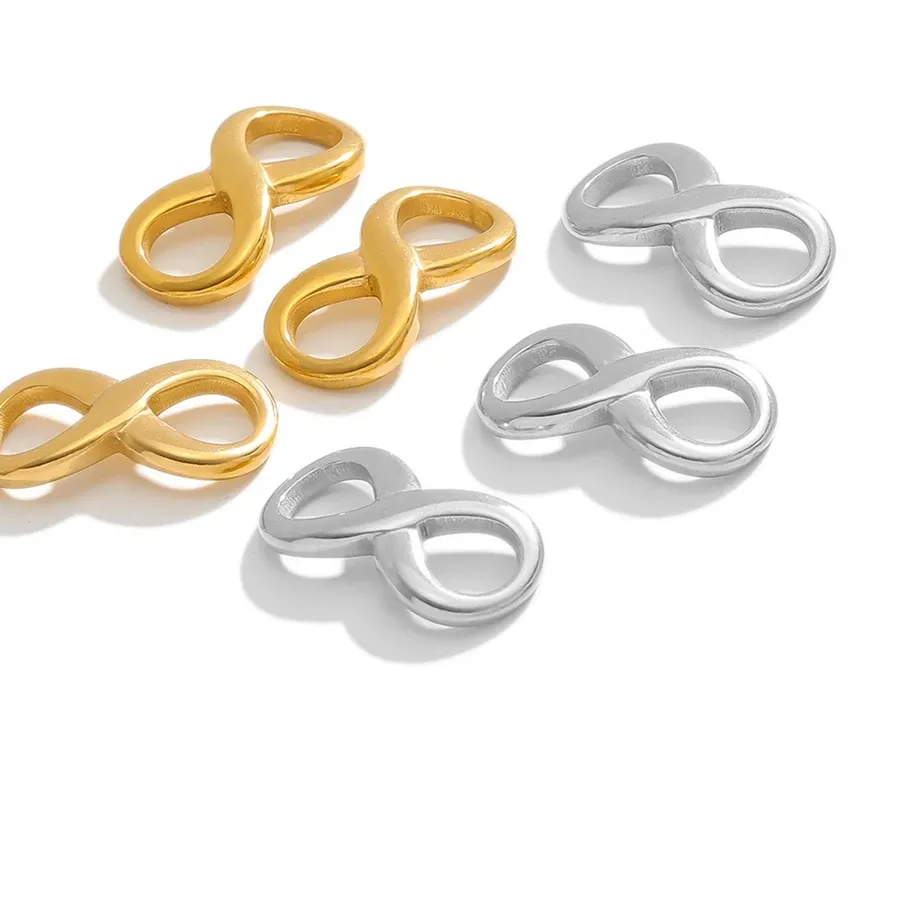 Authentic 10pcs/lot Stainless Steel Gold Plated Infinite 8 Shape Pendant Bracelet Charms for DIY Women Jewelry Making Accessories Findings