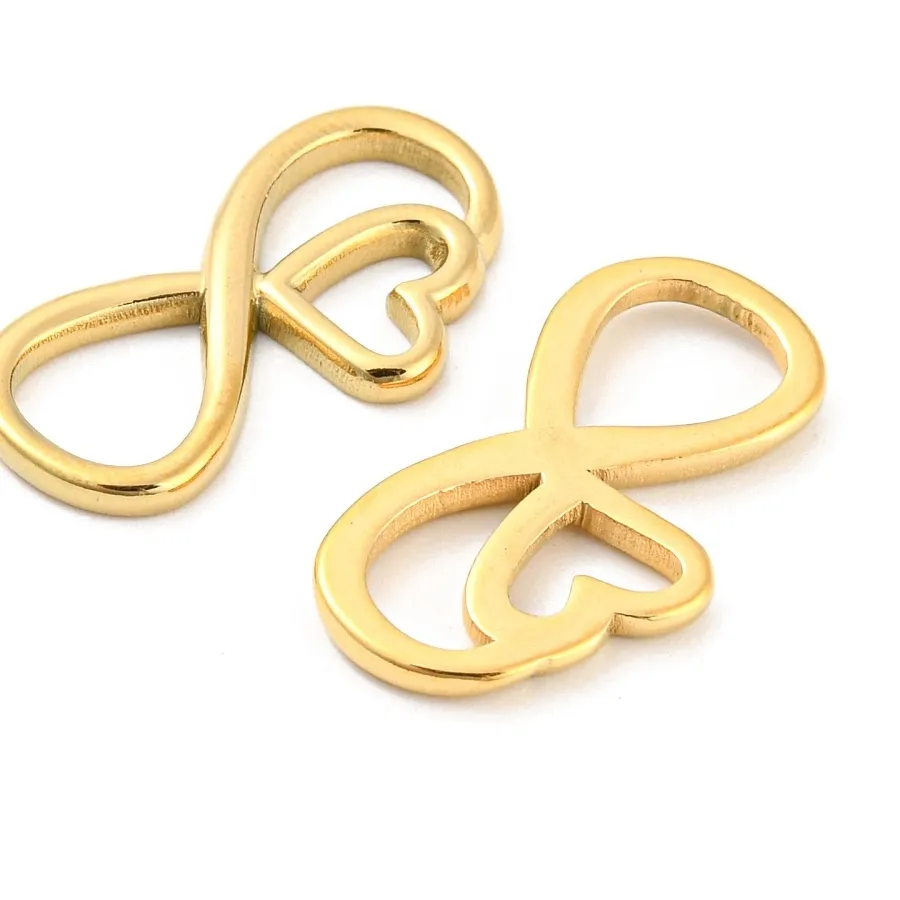 Authentic The Eternal Heart Infinity Connector Charm in 18K Gold Plated Stainless Steel