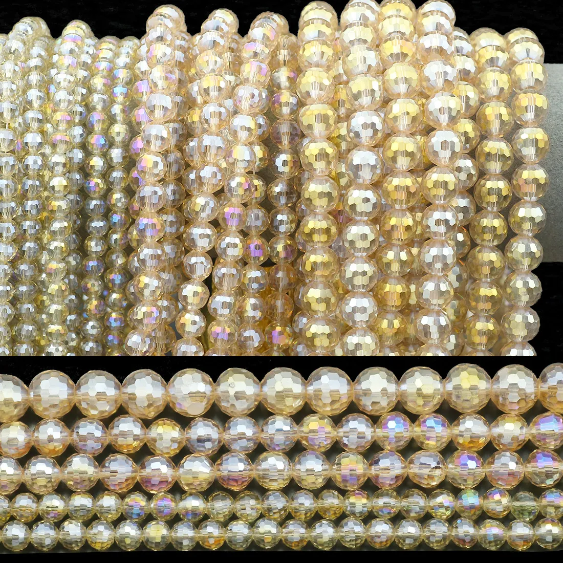 Authentic 6/8/10mm Champagne Faceted Austrian Crystal Bead AB Color Glass Loose Beads For Jewelry DIY Bracelet Earrings Pendant Accessorie