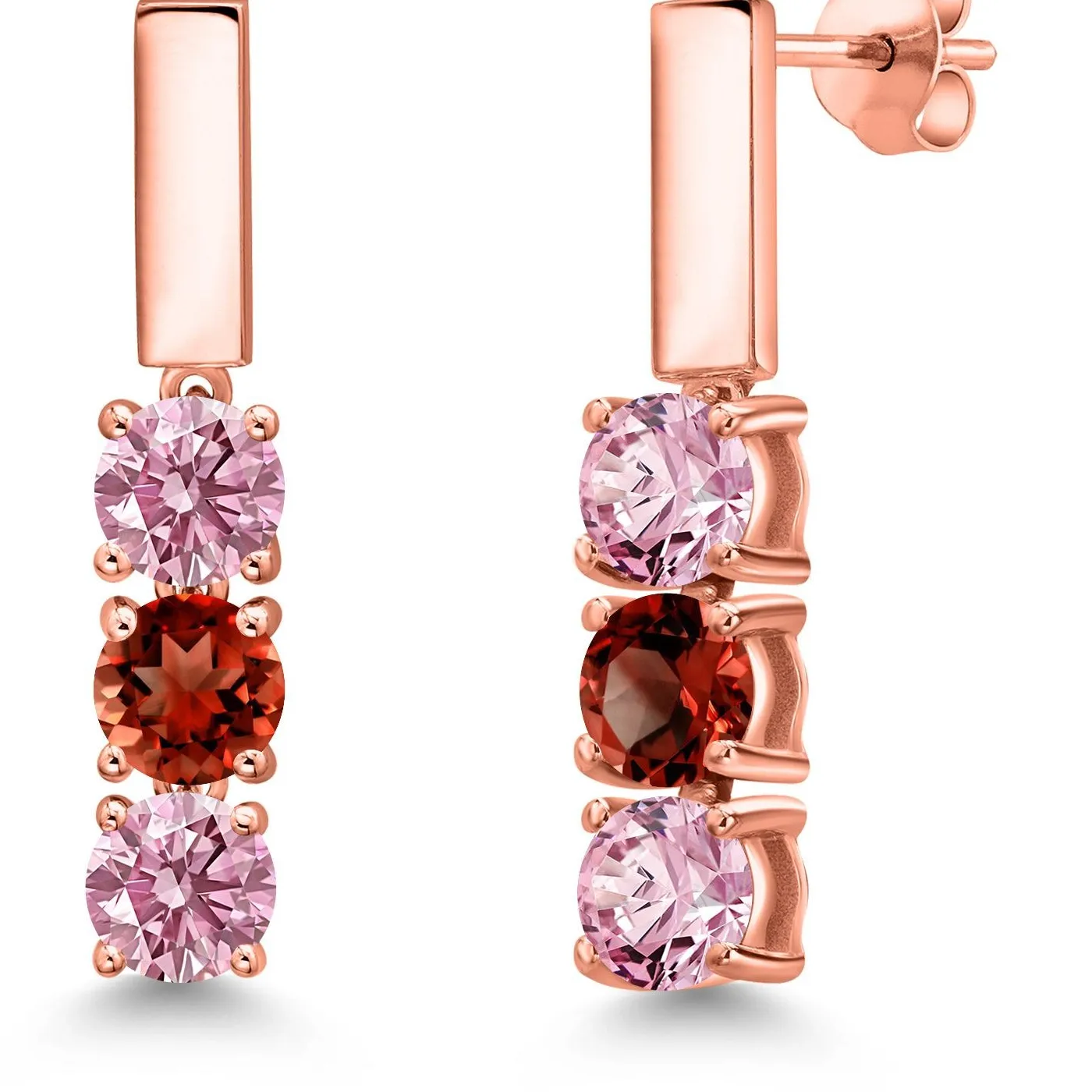 Authentic Whispers Of The Dawn Pink Diamond And Red Garnet Rose Gold Talisman Earrings