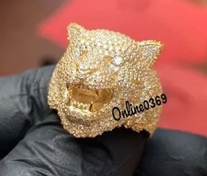 Authentic Tiger's Roar Guardian Ring 3.35Ct Moissanite Eye Of Strength, Gold Plated Protection