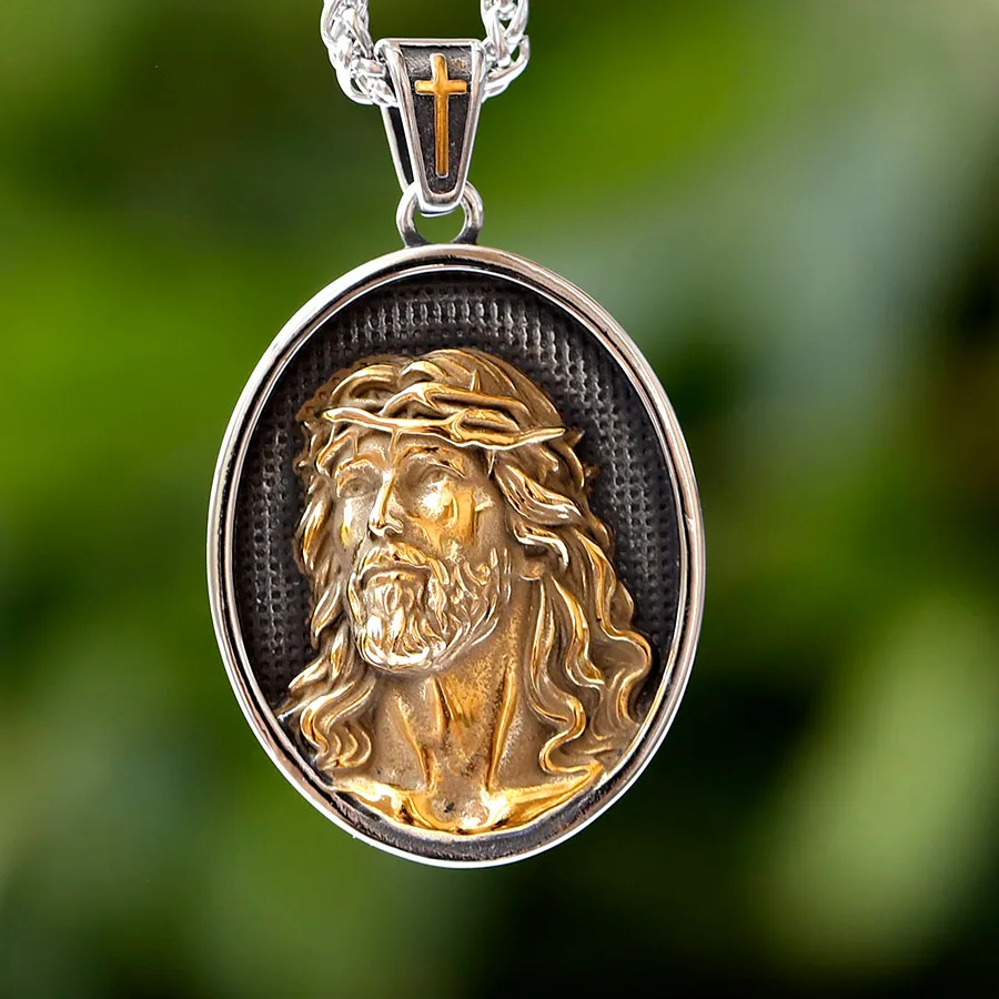 Authentic gold Cross Amulet Jesus Angel Masonic Stainless Steel Men Necklaces Pendant Chain New In For Women Fashion Jewelry Gifts