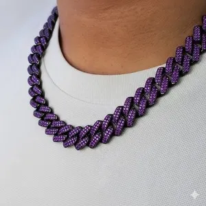 Authentic The Obsidian Sovereign 14K Black Gold And Lab- Created Purple Diamond Cuban Chain