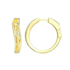 Authentic Ethereal Moonlit Hoops 24 Mm Gold Plated Silver Earrings With Glimmering Crystal Accents