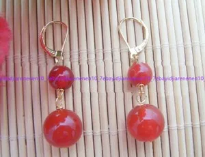 Authentic Crimson Vows Of Vitality Red Agate Gold- Plated Dangle Earrings