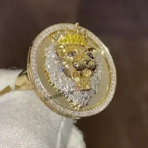 Authentic Regal Majesty Vvs Moissanite Lion Head Talisman In Radiant 14K Gold Over Sterling Silver