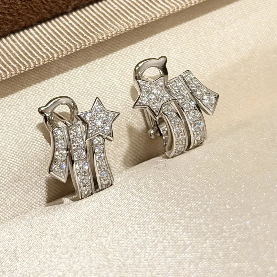 Authentic Real 925 Sterling Silver Earrings Anniversary Shooting Star Meteor Stud 5A Zircon Fine Jewelry