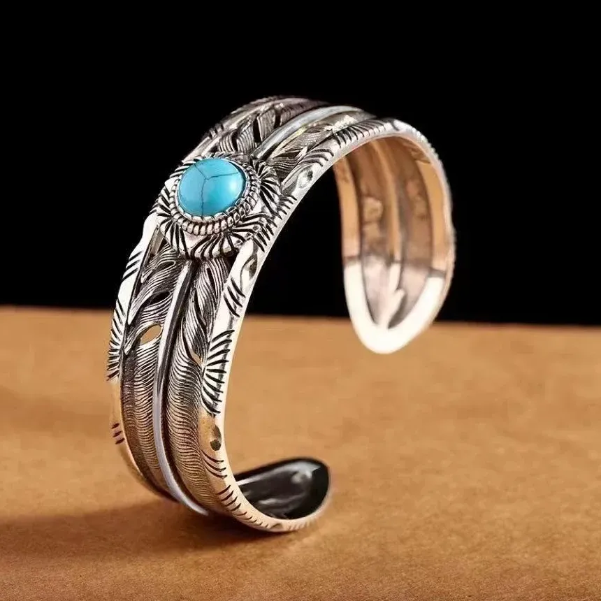 Authentic Turquoise Feather Talisman The Open Cuff Of Ascension