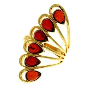 Genuine Baltic Amber And 925 Sterling Silver Gold Plated With 1 Micron Of 22 Car