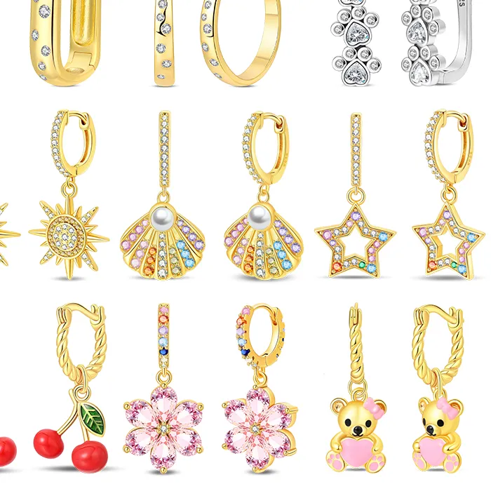 Authentic Celestial Orbits Gold- Plated Hoop Talismans Of The Sun, Star, And Bear