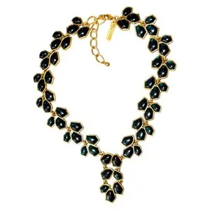Authentic Celestial Y Drop Gold Plated Black Resin Talisman Necklace