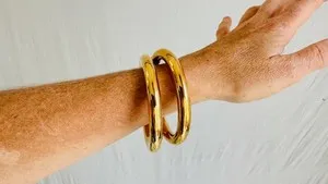 Authentic Tribe Of Light 24K Gold- Plated Sterling Silver Bangle