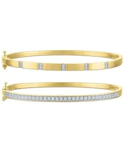 Authentic Radiant Luminary Dual Bangle Talismans In Gleaming Gold- Plated Sterling Silver