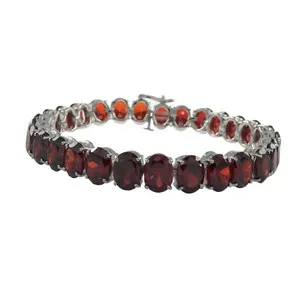 Authentic The Crimson Flame Oval Garnet Talisman Bracelet In Radiant 14K Gold Plate