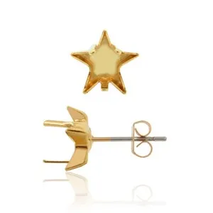 Authentic Stud Post Earring Bases For Star Shape Fancy Stones Crystals 10Mm