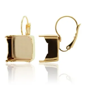 Authentic Leverback Earring Bases For 4499 Prismatic Square Fancy Stones