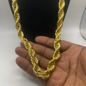 15Mm Necklace Series Twisted Chain Style 18K Gold Plated Golden- Plated 18