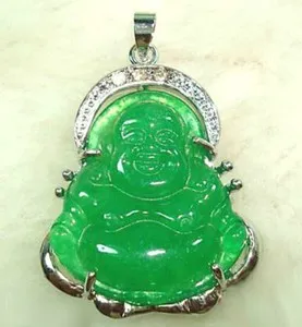 Authentic Emerald Buddha Guardian Gold Plated Jade Amulet