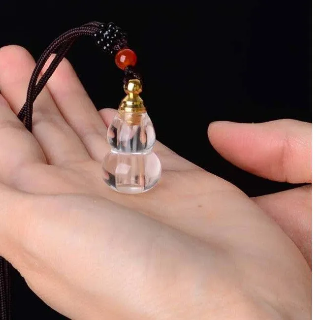 Authentic Pure Natural White Crystal Gourd Essence Oil Bottle Sari Bottle Can Put Hair Cinnabar Empty Bottle Pendant Luck Financial Charms