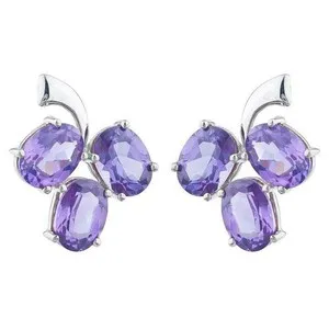 Authentic Amethyst Aura Berry Fruit Drop Earrings Of Celestial Light