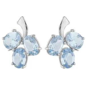 Authentic Aquamarine Berry Cascade Drop Earrings In Radiant Gold Plate