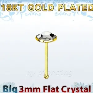 Authentic Radiant Solar Gleam Crystal Nose Bone Stud In 18K Gold Plated 925 Sterling Silver