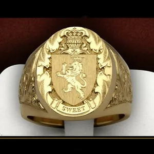 Golden Lion Sigil 18K Gold Plated Guardian Ring, Size 7 13