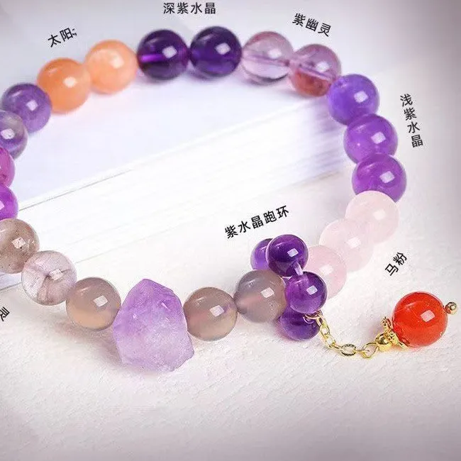 Authentic Amethyst & Jade Harmony A Gold- Plated Talisman Of Intuition And Earthly Grounding