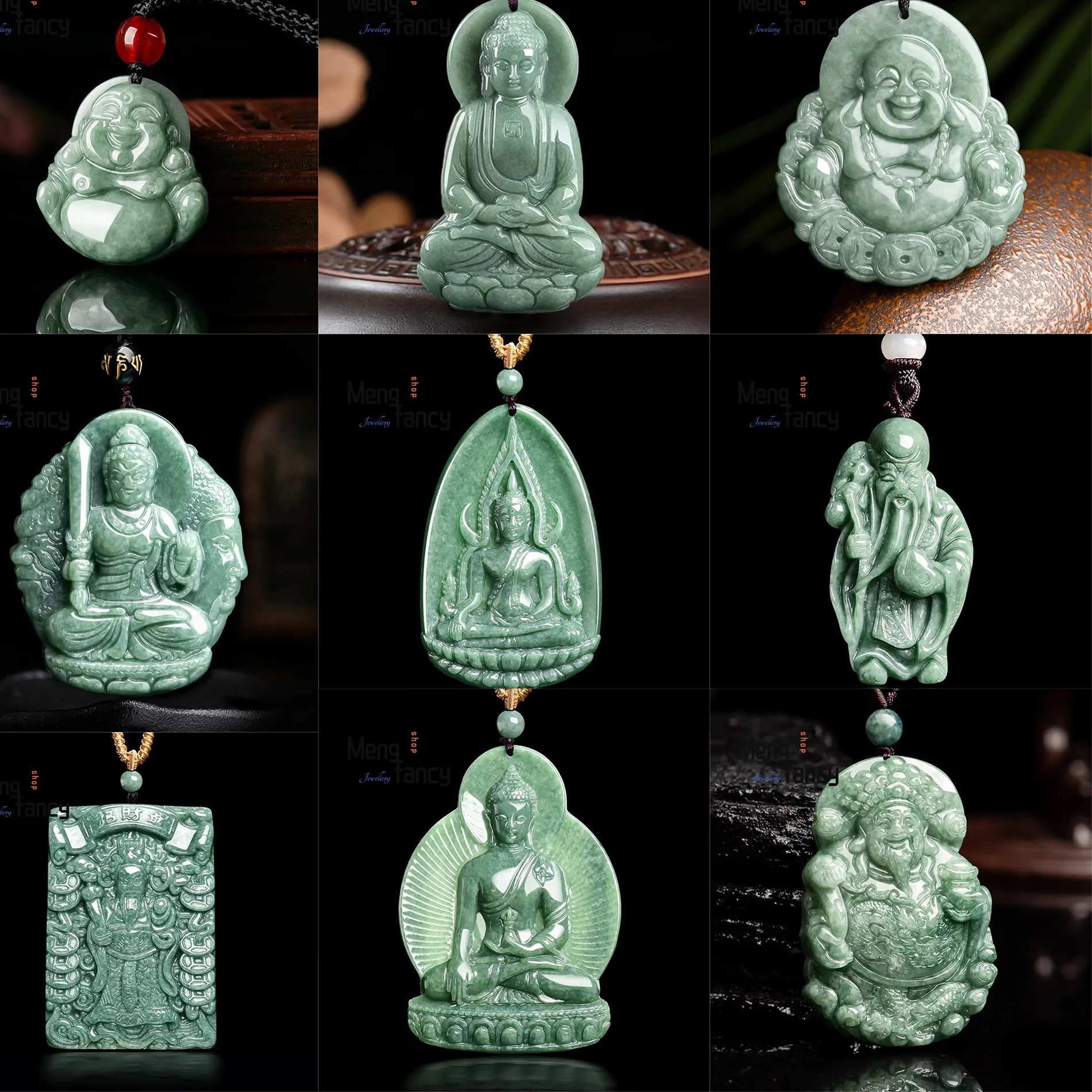 Authentic Pea Green Shakyamuni Jadeite Talisman Of Serenity And Protection
