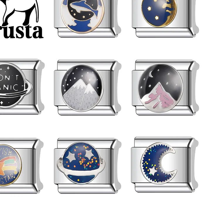 Authentic Trusta Starry Sky Planet Moon Link Fit 9Mm Italian Bracelet Diy Jewelry N577