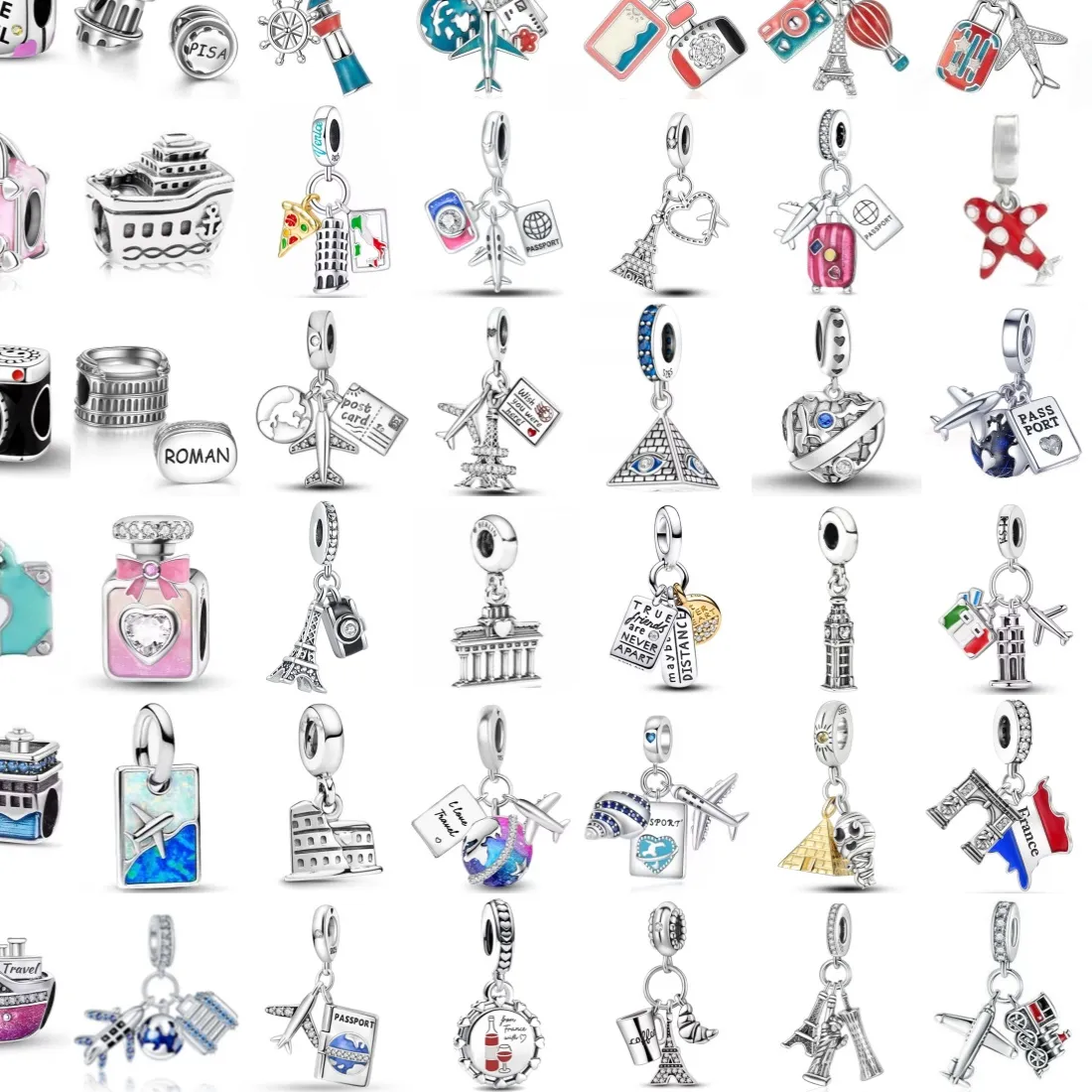 Authentic 925 Sterling Silver Paris Tower Aircraft Travel Pendant Beads Fit Original Bracelet Jewelry Making