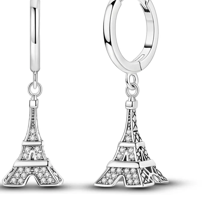 Authentic Luxury 925 Sterling Silver Eiffel Tower Earrings In Paris Drop Earrings For Women Fine Birthday Jewelry Gifts