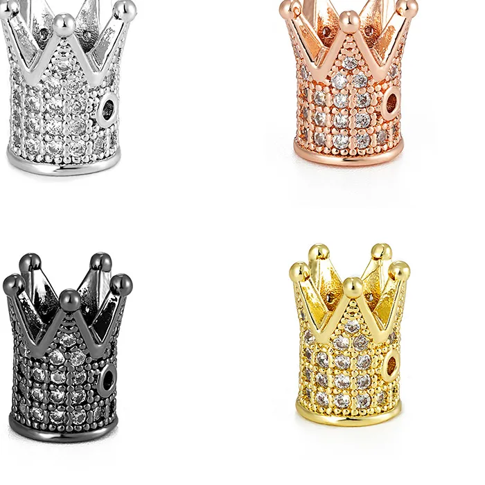 Authentic 1Pc Micro Pave Zircon Crystal Cubic Zircon Geometry Crown Loose Spacer Beads For Jewelry Making Diy Bracelet Supplies