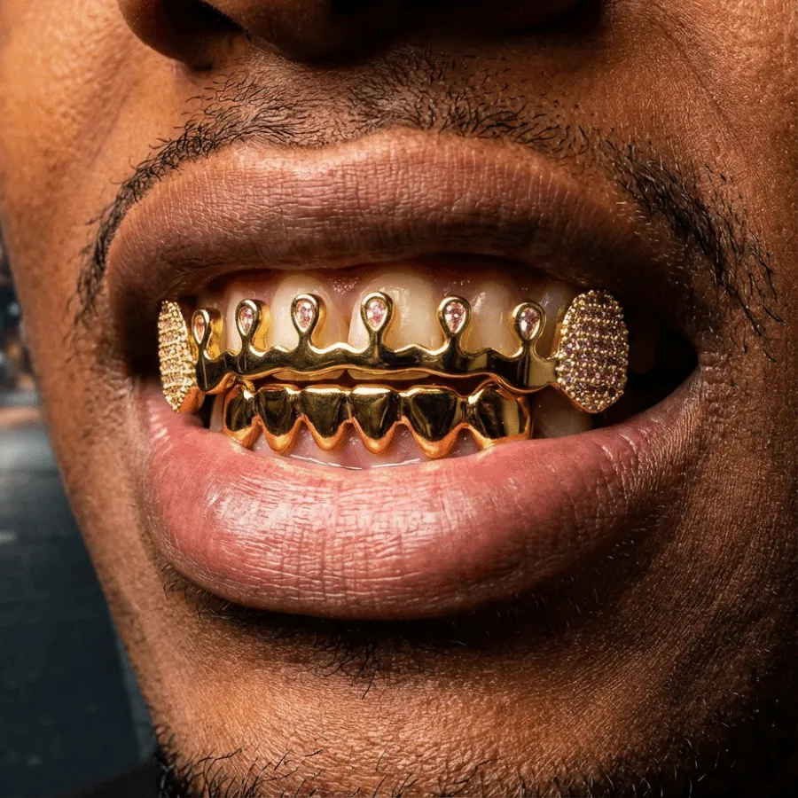 Authentic Removable Hiphop Teeth Grillz Bling Punk Rhinestone Tooth Caps Funny Jewelry Dental Crown