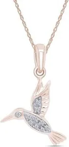 Authentic Hummingbird Pendant 18 Necklace 'S Natural Diamond 925 Sterling Silver