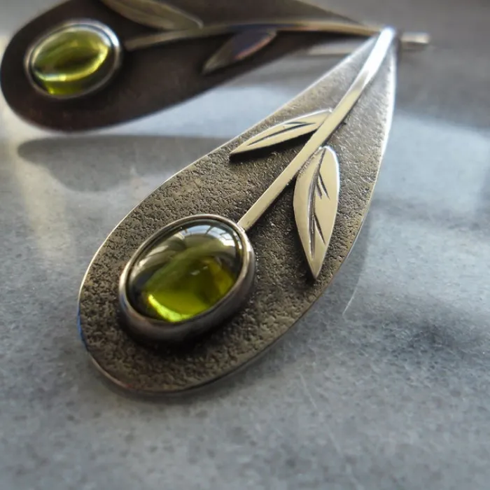 Authentic Verdant Spirit Leaves Handcrafted Olive Resin Ear Talismans