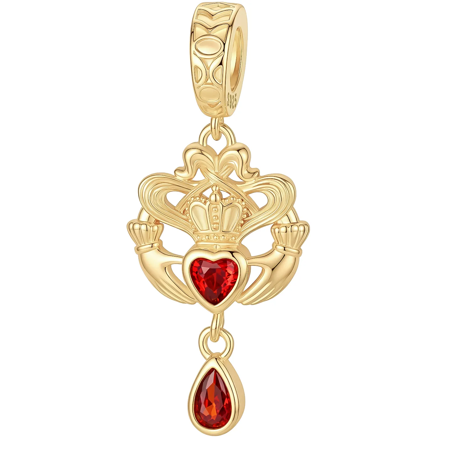 Authentic The Eternal Knot Claddagh Golden Dangle Talisman Of Love And Loyalty